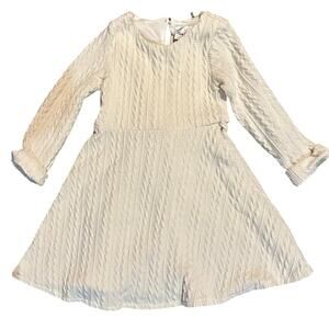 Rare Editions Ivory Creamy White Cable Knit Sweater Dress Girls 6